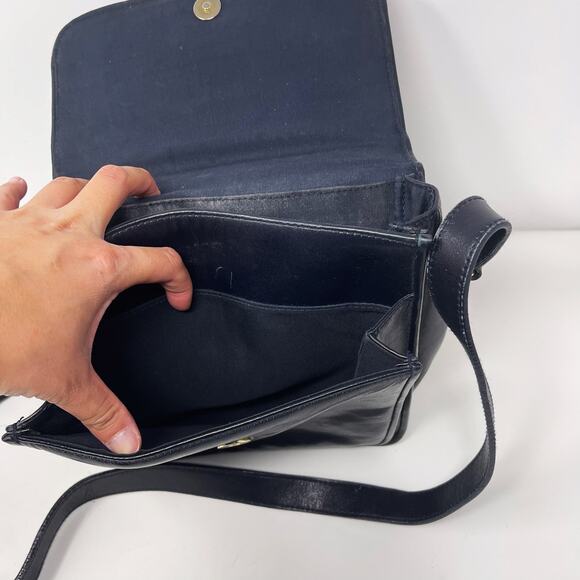 Vintage Etienne Aigner Brown Black Leather Linen Crossbody Bag Satchel Foldover - Picture 13 of 13